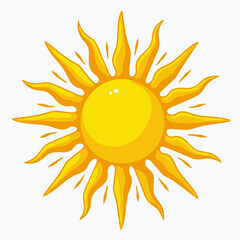 Cartoon-Style Yellow Sun with Transparent Background