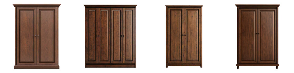 Collection of elegant wooden armoire cabinets wardrobes and closets in a variety of traditional modern and rustic designs and styles suitable for home storage organization and interior decor