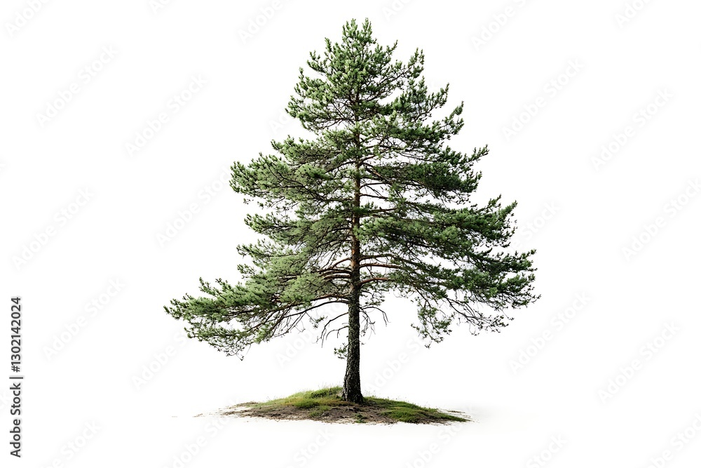 Poster fir tree isolated on white background. clipping path included.