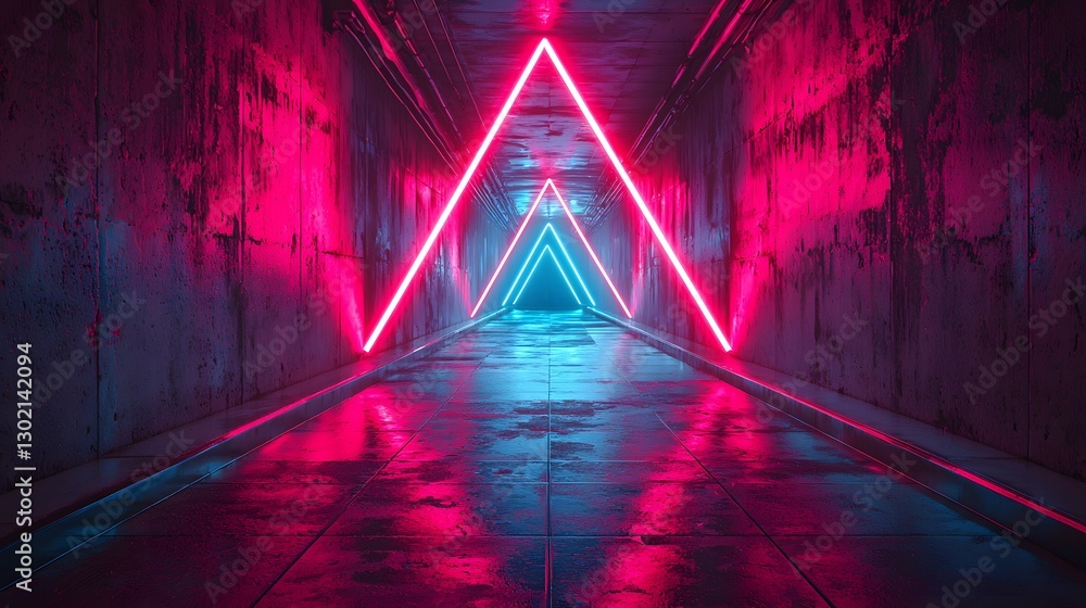 Poster vibrant neon lights illuminating a futuristic tunnel creating a dynamic and electric atmosphere for 
