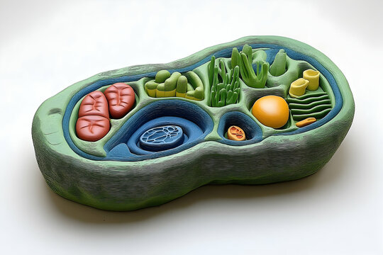 Detailed Chloroplast Model Showing Internal Structures for Education
