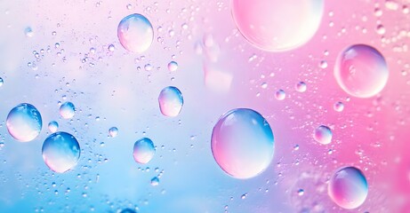 Obraz premium Abstract pastel pink and blue oil bubbles floating