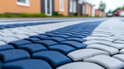 Fototapeta premium Beige and Gray Interlock Pavement Texture Closeup