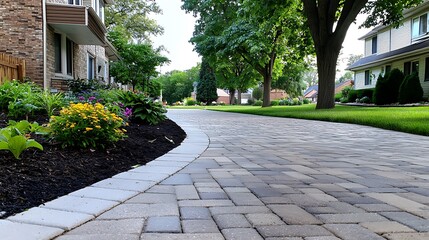 Beige And Grey Interlocking Stone Driveway Mosaic