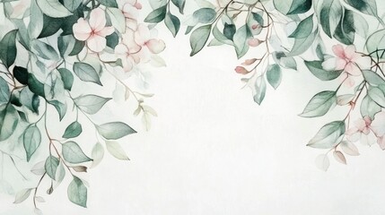 Elegant watercolor ceremony with floral accents nature-inspired artistic design serene environment soft palette copy space