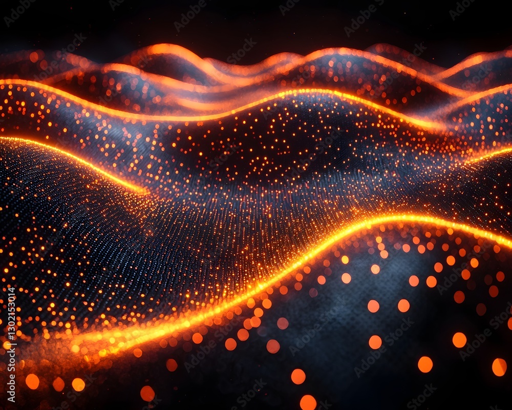 Poster glowing interconnected network of business analytics and insights
