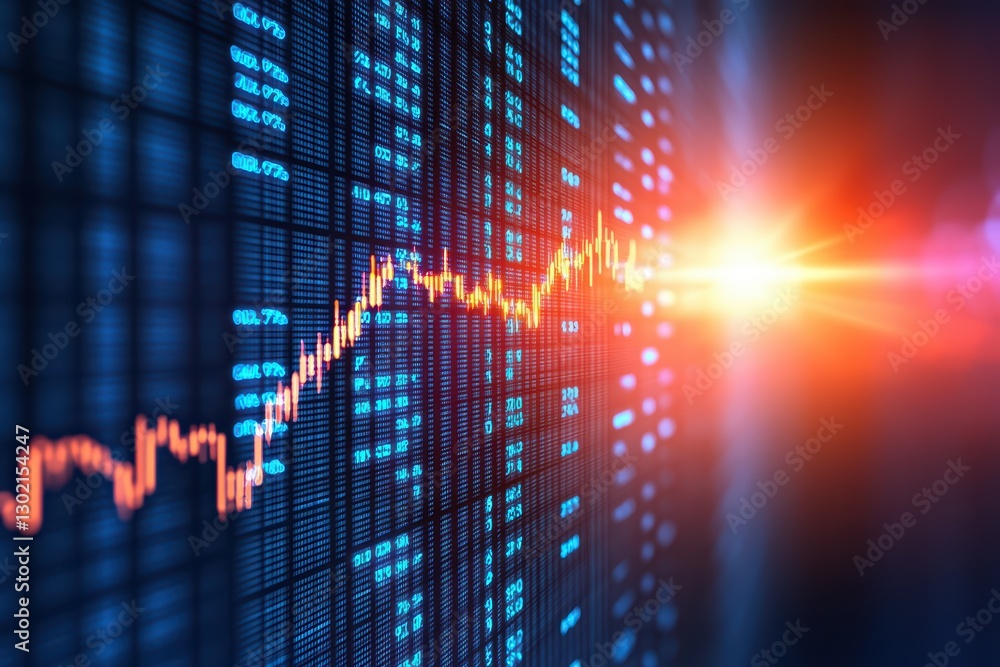 Poster futuristic ai-powered trading floor visuals with stock data analysis