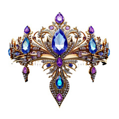 Fototapeta premium 203-emstone Cut Diamond Hair Ornaments Fantasy game Tiaras isolate with white backgrou