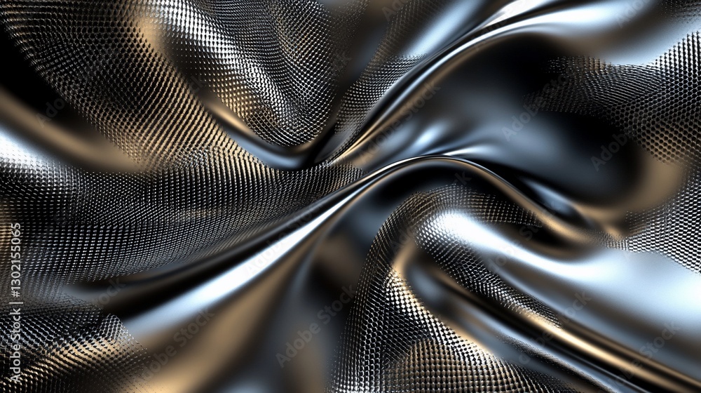 Poster abstract metallic cloth pattern with wave-like folds and a textured surface