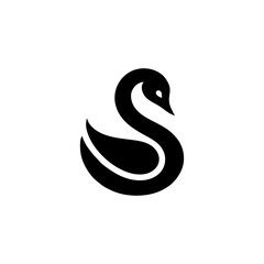 Elegant Swan Silhouette Vector Logo
