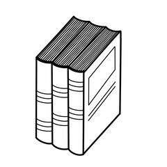 illustration of a stack of books, books in s row in the same size