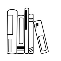 illustration of many books in a row with the different size 