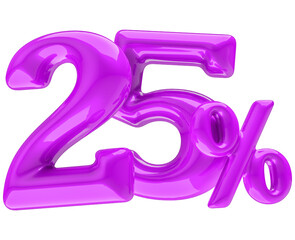 3D Representation of 25 Percent in Red