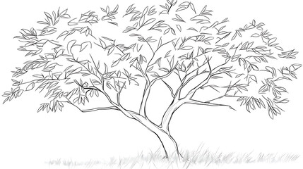 Fototapeta premium A tree is drawn in black and white. generated using AI