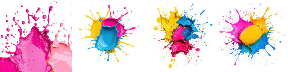 Naklejka premium Vibrant Multicolored Paint Splatter Abstract Background Colorful Acrylic Paint Explosion with Dynamic Liquid Motion and Fluid Textures