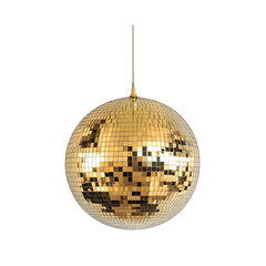 Obraz premium Disco ball golden mirron isolated on white background