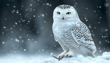Snowy Owl in Winter Snowfall