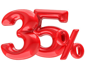 3D Representation of 35 Percent in Red