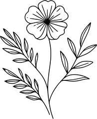 This is an illustration of flowers in a simple and modern line art style.