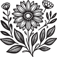 This is an illustration of flowers in a simple and modern line art style.
