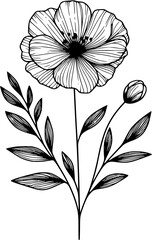 Fototapeta premium This is an illustration of flowers in a simple and modern line art style.