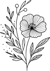 This is an illustration of flowers in a simple and modern line art style.