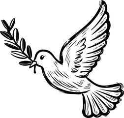 Obraz premium Peaceful dove in flight natural habitat digital illustration serene environment artistic viewpoint symbol of hope