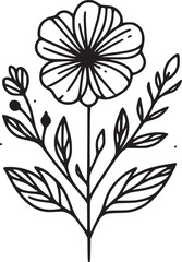 This is an illustration of flowers in a simple and modern line art style.