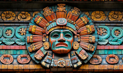 Obraz premium Colorful Aztec Mask Mosaic Ornament