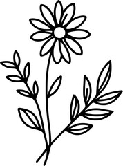 A flower illustration with clean, simple line on a white background