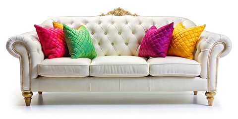 Cozy Sofa in White with Clipping Path