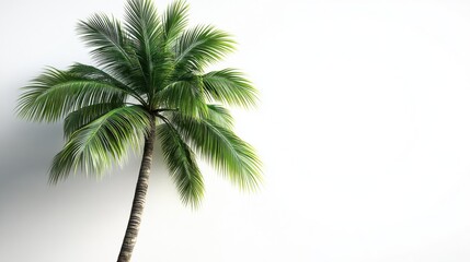 Obraz premium Lush Green Tropical Palm Tree Against Minimalist White Background