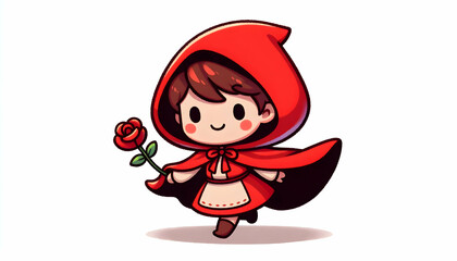 Cartoon A cartoon character in a red hooded cloak, reminiscent of Little Red Riding Hood