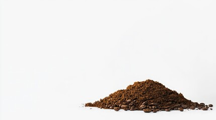 A pile of coffee beans on a white background