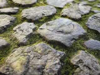 A close-up of mossy stone surface with natural textures

