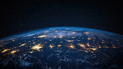 Obraz premium Earth at night, lights of cities, vast space, inspiring view