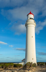 Lighthouse on the cliffs of the Great Australian Bight on the southern coast of Victoria, Australia 