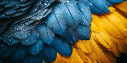 Obraz premium Blue and yellow feathers creating ukrainian flag symbolism