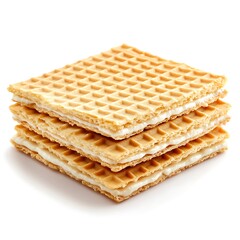 Fototapeta premium Stack of sweet wafers isolated on white background, square image