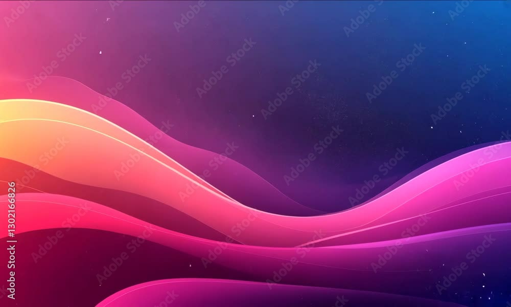 Poster abstract flowing gradient waves with particle stars and colorful lights