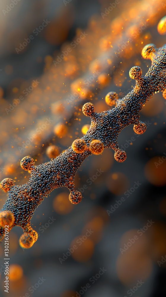 Aufkleber abstract molecular structure with glowing spheres and branching patterns, scientific concept
