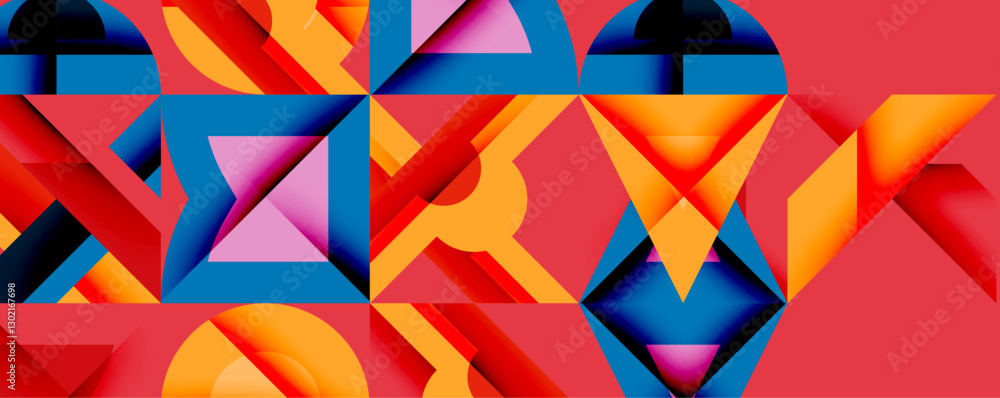 Aufkleber Minimal geometric abstract background. Circle square and triangle design