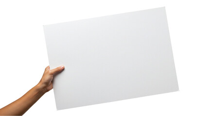 Hand holding blank cardboard sign 
