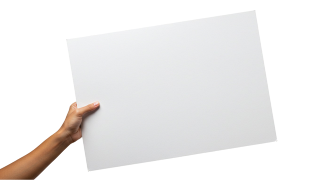 Hand holding blank cardboard sign 
