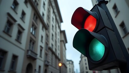 Smooth Flow: Green Traffic Light Signals Forward