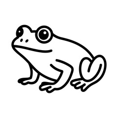 Minimalist Frog Icon Vector Clipart - Black and White Line Art