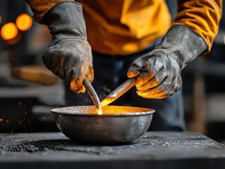 Workers monitoring molten zinc casting, galvanized production