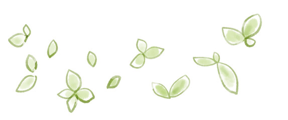 シンプルな葉っぱのライン素材イラスト