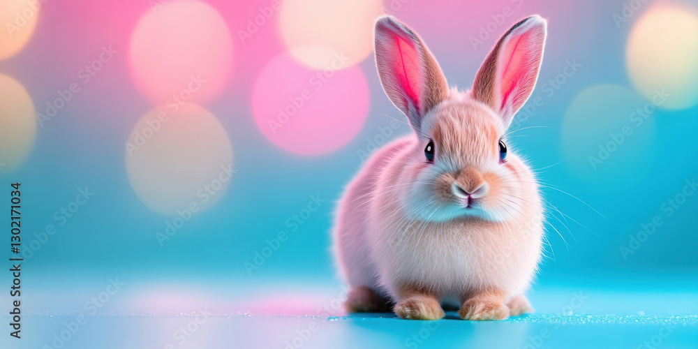 Poster a high-fidelity image of a rabbit with water droplets, designed for text overlay and creative projec
