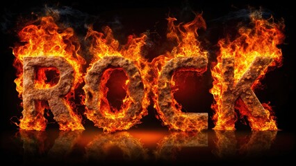 Rock Fire Letters Isolated on Black